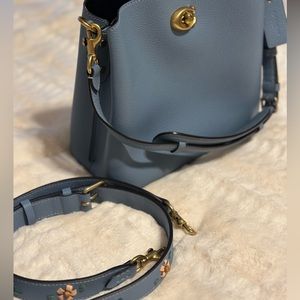 Coach Small blue embroidered willow bag